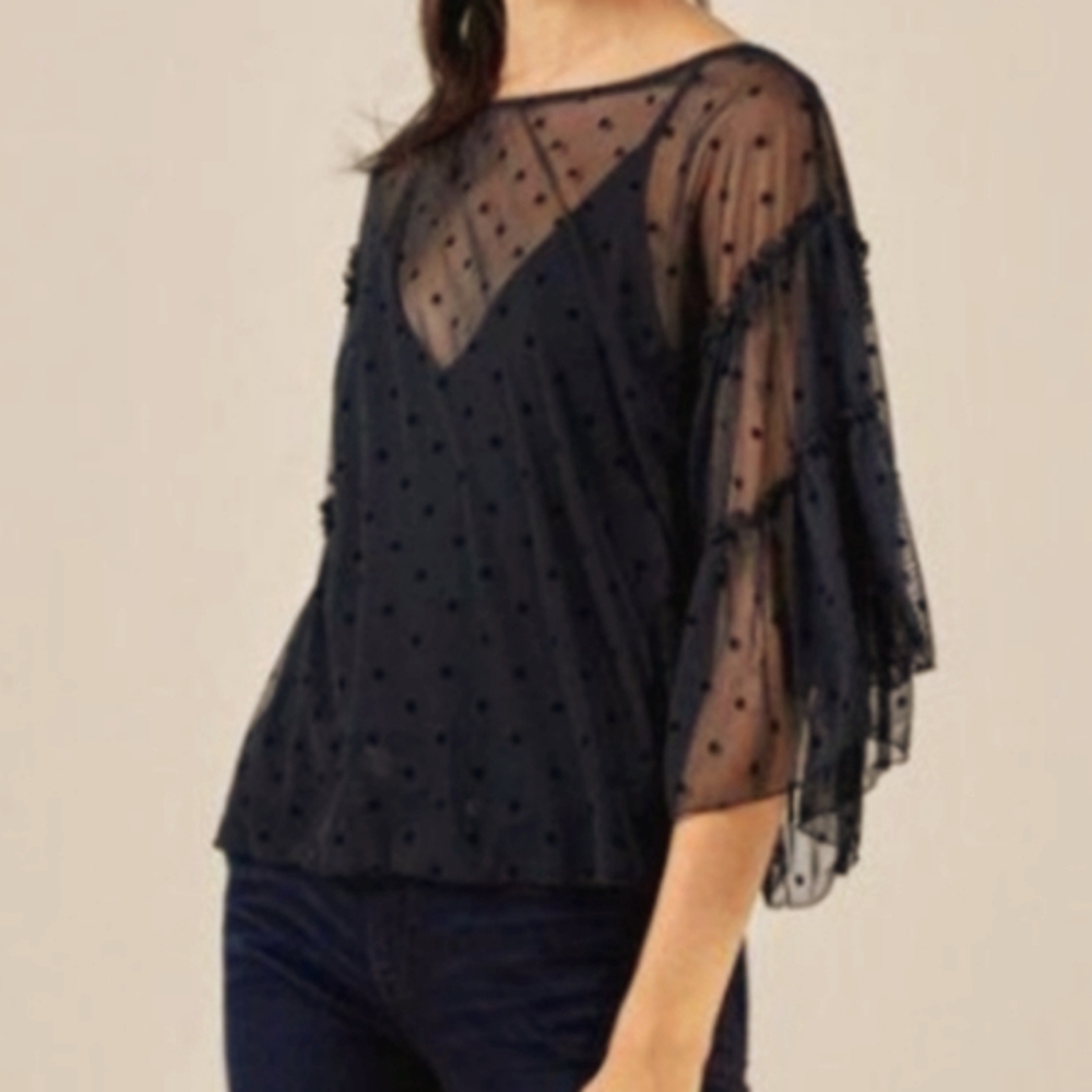 Top Sheer Express women  blouse  size Medium color black polyester  lightweight